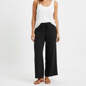 Carly Jean Los‎ Angeles Black Wide Leg Drawstring Lounge Pants Medium USA Made